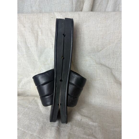 Vince Olina Black Slide Leather Sandals Size 10 EU 40 - Picture 5 of 10